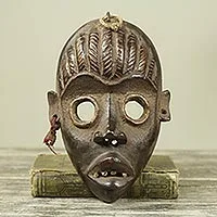 African wood mask, 'Dan Protection II' - African Wood Mask for Wall Decor Hand Crafted in Ghana