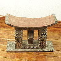 Wood Ashanti ottoman stool, 'Queen's Authority'