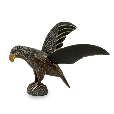 Wood sculpture, 'Accra Eagle' - Hand Carved Eagle Wood Sculpture from West Africa