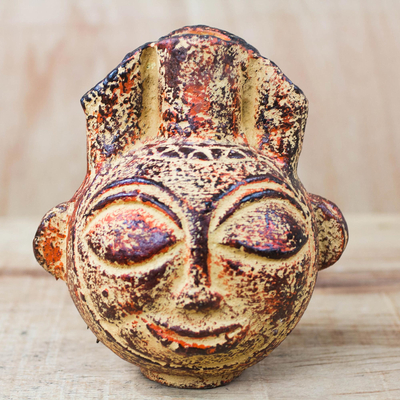 Ceramic vase, 'Fiery Warrior' - Earthenware Ceramic Vase