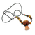 Beaded wood pendant necklace, 'Kpanlogo' - Unique African Kpanlogo Drum Pendant Necklace thumbail