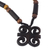 Ebony wood pendant necklace, 'Ram's Horns' - African Ebony and Sese Wood Ram's Horn Adinkra Necklace thumbail