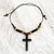 Ebony and bamboo pendant necklace, 'African Cross' - Handcrafted Ebony and Bamboo Cross Necklace from Ghana (image 2) thumbail