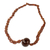 Bauxite and bull horn beaded necklace, 'Natural Kingdom' - Braided Bauxite Handcrafted Necklace with Bull Horn Bead (image 2a) thumbail