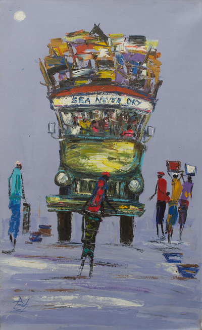 „Sea Never Dry“ – Expressionistisches Gemälde eines westafrikanischen Lastkraftwagens