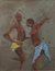 Dinka-Tanz - Original-Gemälde sudanesischer Dinka-Tänzer