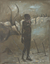 „Dinka-Mann“. - Original-Gemälde eines sudanesischen Dinka-Rindermädchens