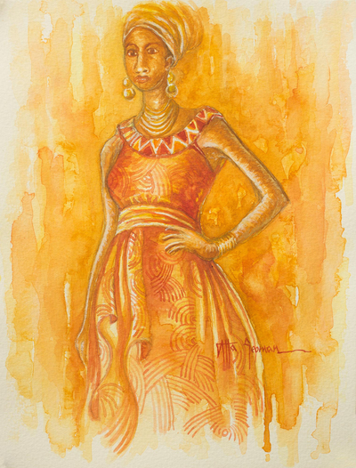 Original Watercolor Portrait of a Ghanaian Woman