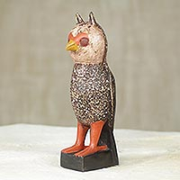 Wood sculpture, 'Owl Courier'