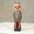 Wood sculpture, 'Owl Courier' - African Hand Carved Rustic Owl Wood Sculpture