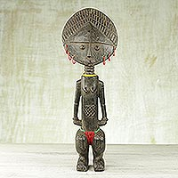 Wood fertility doll, 'Dipo Ritual' - Hand Carved Wood Fertility Doll from Ghana