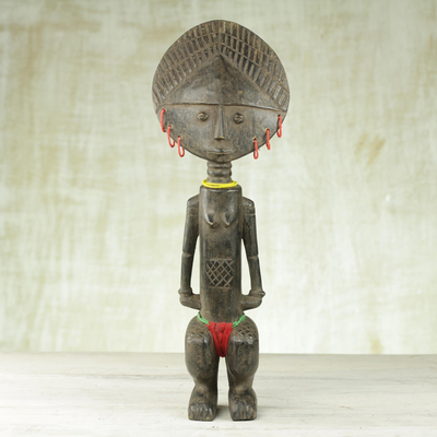 Muñeca de fertilidad de madera - Muñeca de fertilidad de madera tallada a mano de Ghana