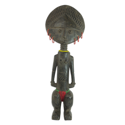 Hand Carved Wood Fertility Doll from Ghana