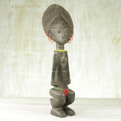 Wood fertility doll, 'Dipo Ritual' - Hand Carved Wood Fertility Doll from Ghana