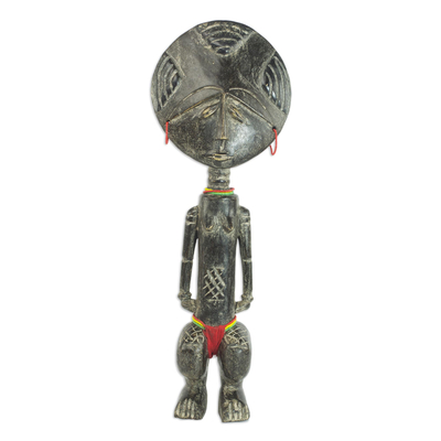 Artisan Crafted Wood Fertility Doll from Ghana