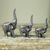 Wood sculptures, 'Cheerful Black Elephants' (set of 3) - Set of 3 Hand Carved Wood African Elephant Sculptures thumbail