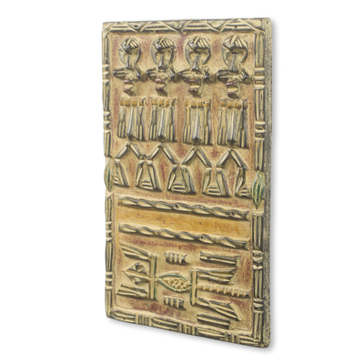 African relief panel, 'Brisah Dogon Board' - African Dogon Style Relief Panel Made from Calabash
