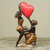 Holzskulptur - Einzigartige afrikanische Holzskulptur eines Mannes und einer Frau mit Herz