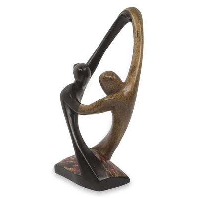 Escultura de madera - Escultura de madera semi abstracta de pareja bailando salsa