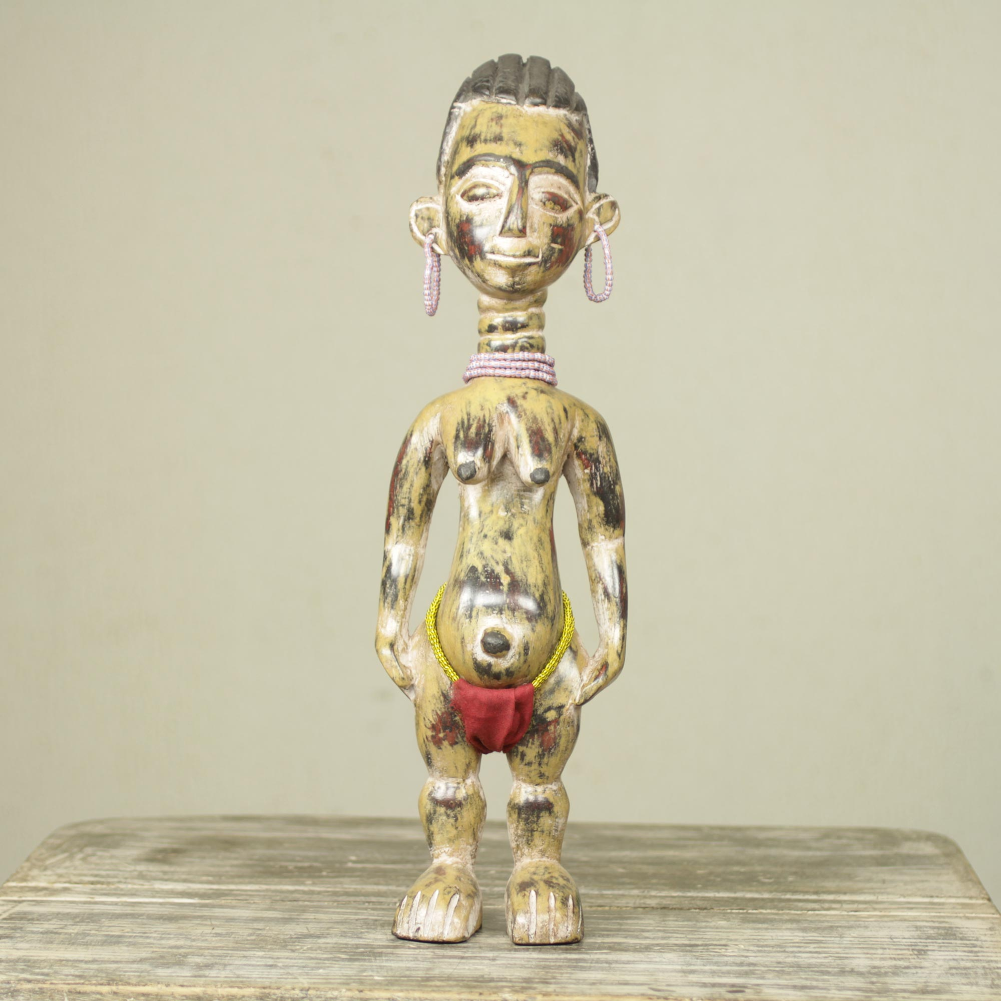 Rustic Handmade Wood Fertility Doll with Beaded Accents - Fante ...