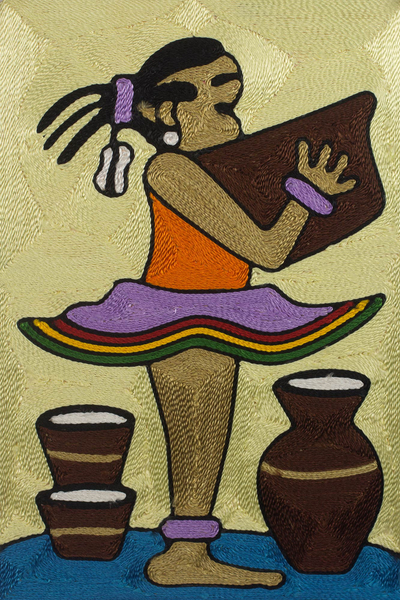 Threadwork art, 'Ama III' - Original African Threadwork Artwork of Young Girl