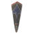 African wood mask, 'Fan' - Blue and Red African Wood Mask with Embossed Metal thumbail