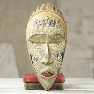 African wood mask, 'Ofutufuor' - The Adviser African Wood Mask with Antique Finish