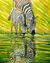'Zebra and Offspring' (2014) - Colorful Signed 50-Inch Unique Painting of African Zebras