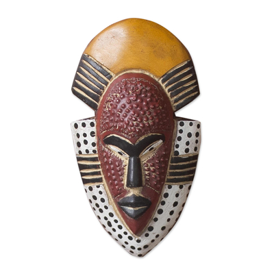 Máscara de madera africana - Máscara de pared de madera de África occidental tallada a mano de Ghana