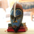 African wood mask, 'Zulu Blue' - Artisan Crafted Blue African Mask in Wood and Aluminum (image 2) thumbail