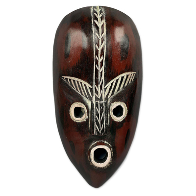 African Wall Mask from Ghana Carved ad Painted by Hand