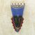 African wood mask, 'A Wealthy Man' - Brass Inlay Blue African Mask Hand Carved of Wood (image 2) thumbail