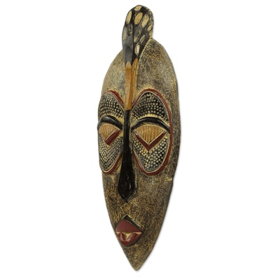 Afrikanische Holzmaske – Handgefertigte echte afrikanische Maske aus Holz in marmorierten Farben
