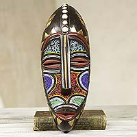 African beaded wood mask, 'Victorious One'