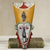 African wood mask, 'Saboni' - Colorful African Mask with Brass and Aluminum Accents (image 2) thumbail