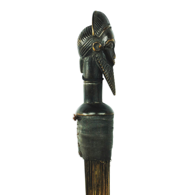 African decorative broom, 'Guro Chief I' - Authentic African Decorative Broom Wall Decor from Ghana