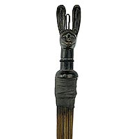 African decorative broom, 'Guro Rabbit' - Rabbit Themed African Wood Decorative Broom Accent