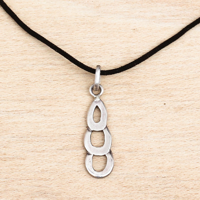 Sterling silver pendant necklace, 'Curvaceous Cascade' - Ghana Handcrafted Sterling Silver Necklace