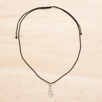 Sterling silver pendant necklace, 'Curvaceous Cascade' - Ghana Handcrafted Sterling Silver Necklace