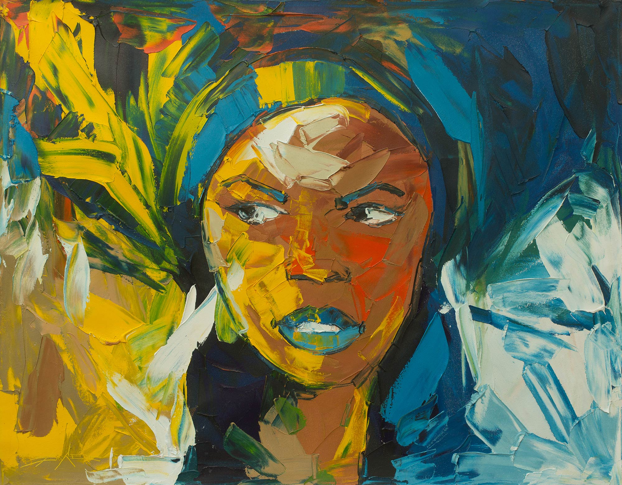 Expressionist Portrait of a Woman from Ghana - Ready for You | NOVICA