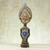 Wood statuette, 'Sika Sunsum' - Artisan Hand Carved Sese Wood and Aluminum Beaded Statuette (image 2) thumbail