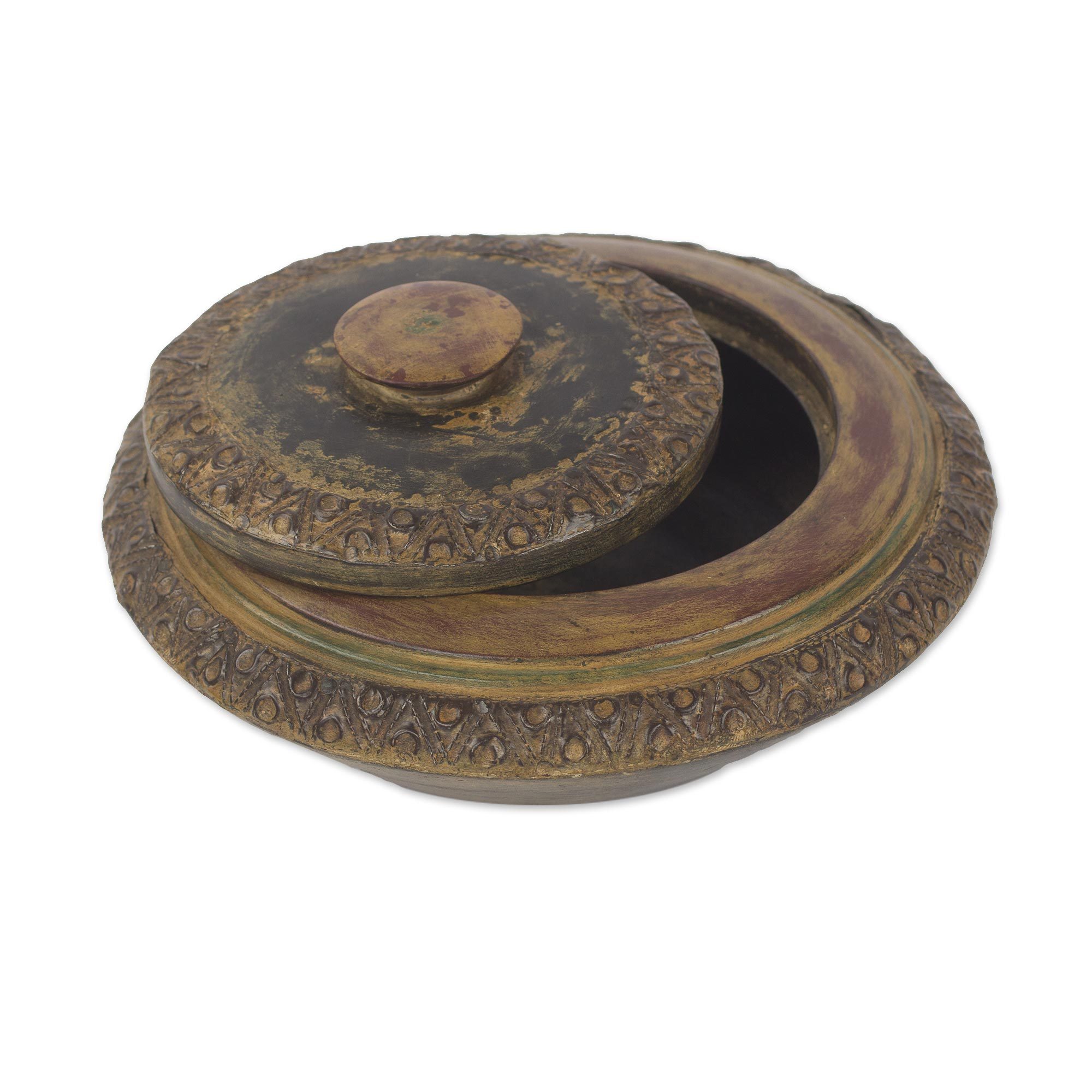 Unique Decorative African Wood Bowl with Lid Esi NOVICA