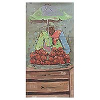 'Motherâ€™s Love' - Original Signed Acrylic Painting of Ghanaian Market Woman