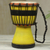 Wood mini-djembe drum, 'Yellow Invitation to Peace' - Artisan Crafted West African Decorative Djembe Yellow Drum