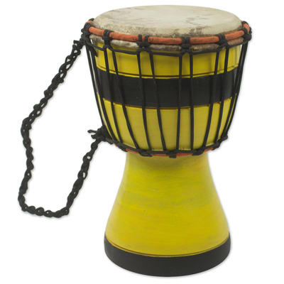 Artisan Crafted West African Decorative Djembe Yellow Drum