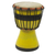 Wood mini-djembe drum, 'Yellow Invitation to Peace' - Artisan Crafted West African Decorative Djembe Yellow Drum