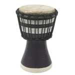 Wood mini-djembe drum, 'Black Invitation to Peace' - Artisan Crafted West African Decorative Djembe Black Drum