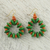 Wood beaded earrings, 'Summer Fun' - Dangle Earrings with Green and Orange Wood Beads (image 2) thumbail