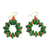 Wood beaded earrings, 'Summer Fun' - Dangle Earrings with Green and Orange Wood Beads thumbail