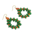 Wood beaded earrings, 'Summer Fun' - Dangle Earrings with Green and Orange Wood Beads (image 2b) thumbail